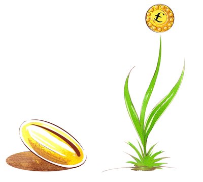 Seed and shoot (illustration of financial allegory) by Neale Osborne